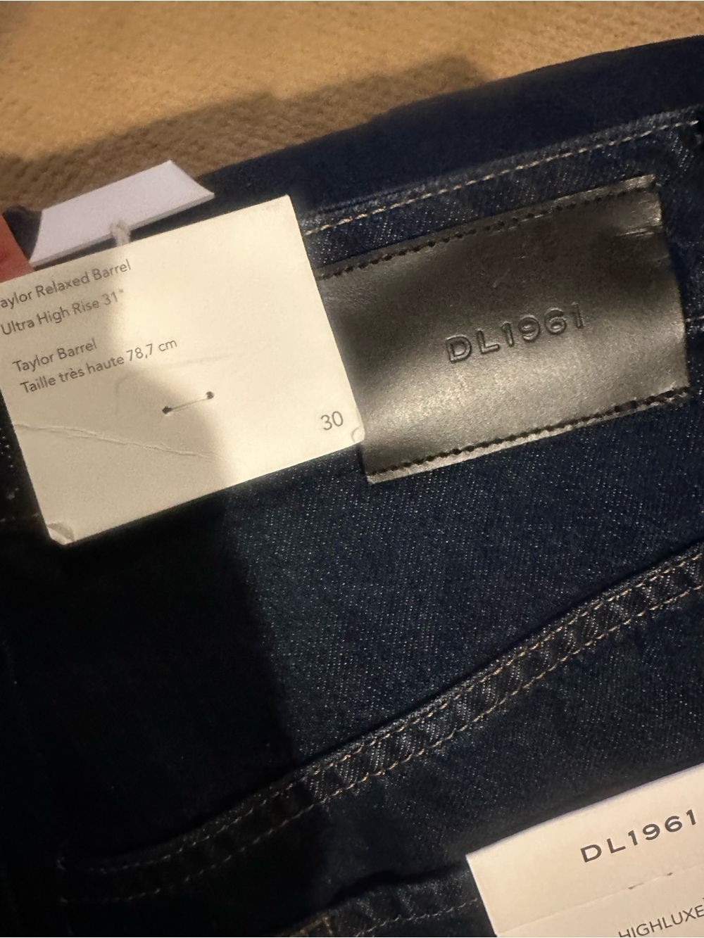 NWT DL1961 Dark Blue Taylor Relaxed Barrel Jeans